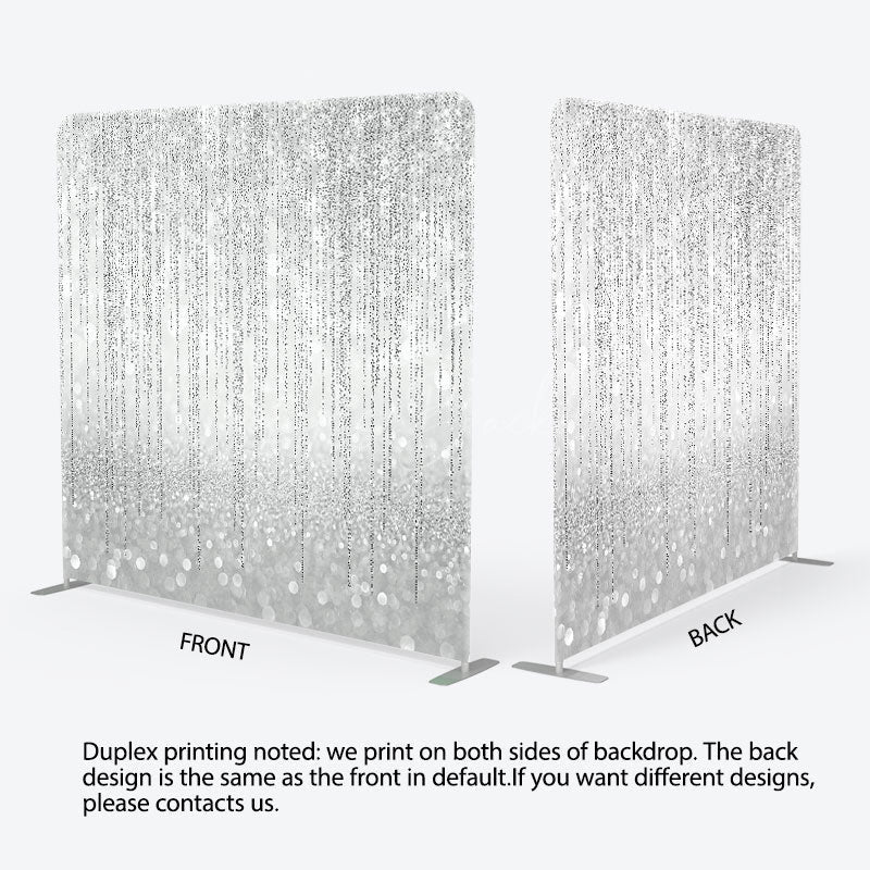 Lofaris Silver Bokeh Glitter Party Square Tension Backdrop