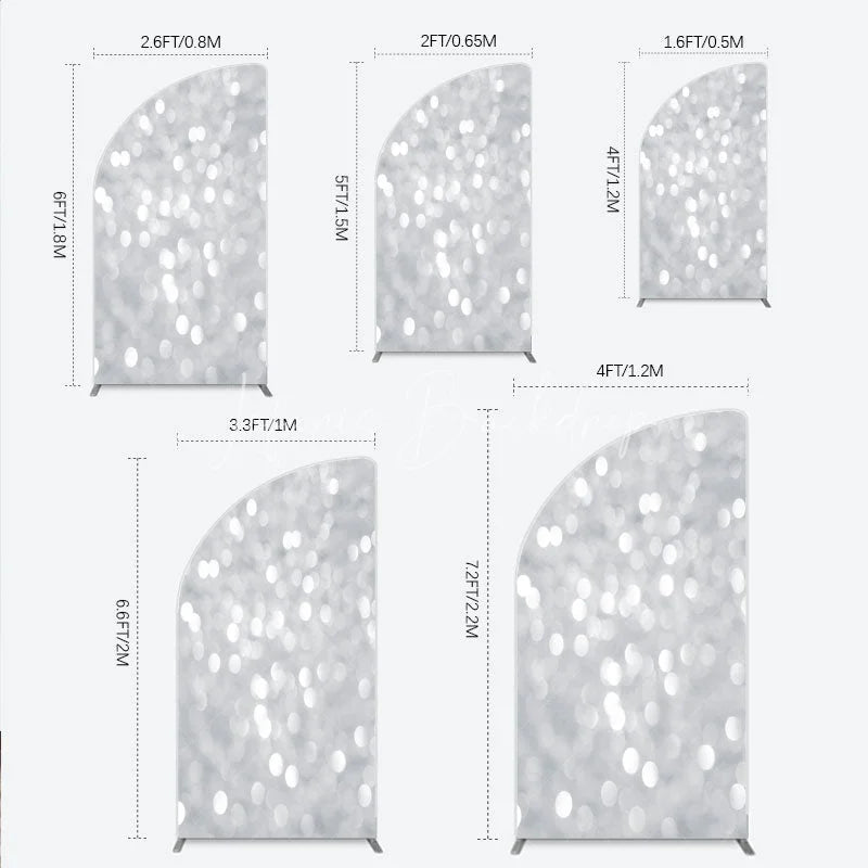 Lofaris Silver Bokeh Half Moon Arch Backdrop Glittery Spots Abstract Background Wedding Birthday Party Cover Decoration