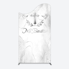 Lofaris Silver Cross Marbled Mi Bautizo Baptism Arch Backdrop
