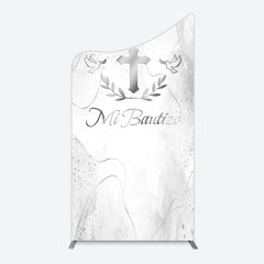 Lofaris Silver Cross Marbled Mi Bautizo Baptism Arch Backdrop