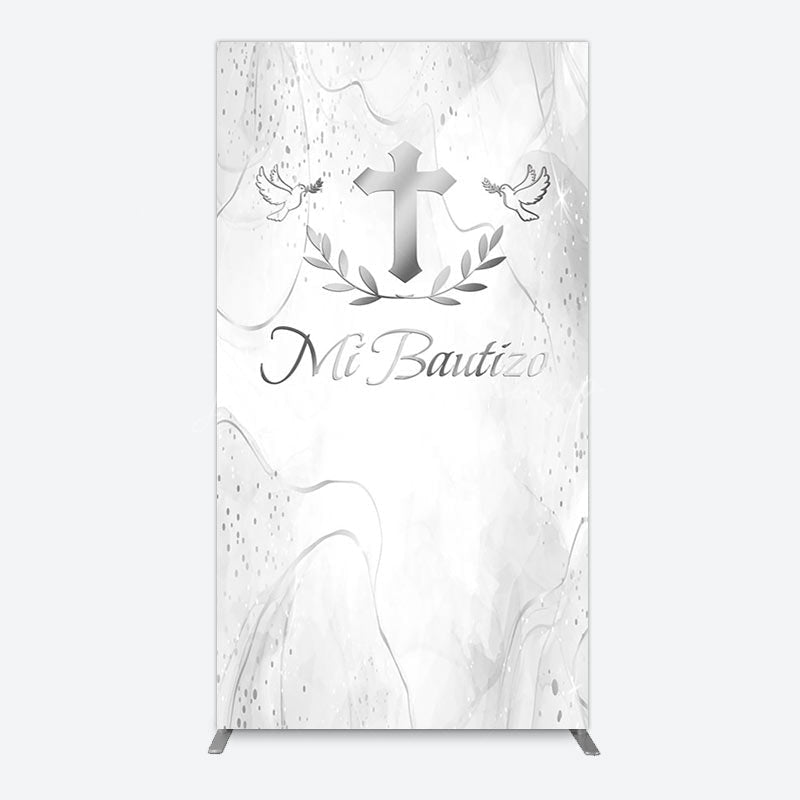 Lofaris Silver Cross Marbled Mi Bautizo Baptism Arch Backdrop