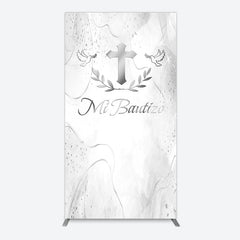 Lofaris Silver Cross Marbled Mi Bautizo Baptism Arch Backdrop