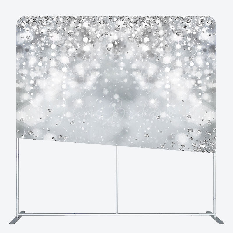 Lofaris Silver Diamond Glitter Party Pillow Case Backdrop