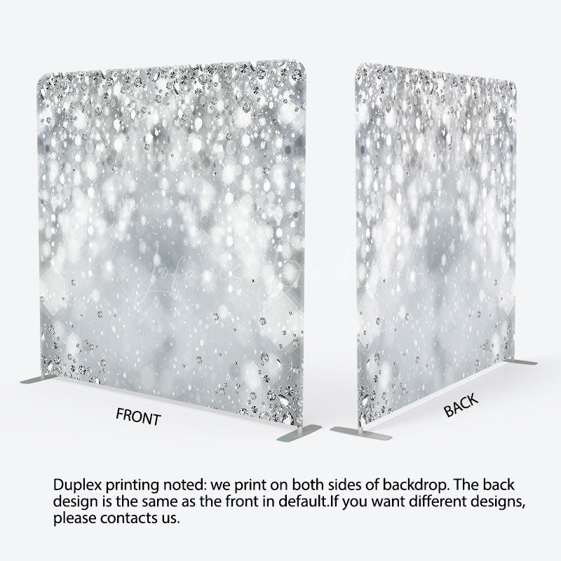Lofaris Silver Diamond Glitter Party Pillow Case Backdrop