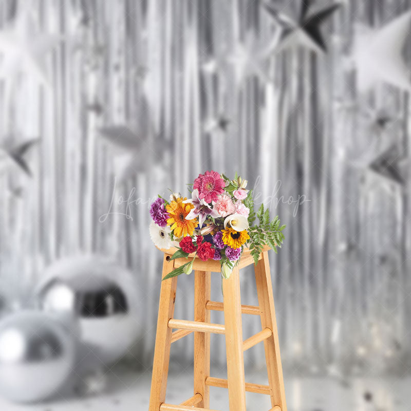 Lofaris Silver Disco Stage Confetti Photography Backdrop