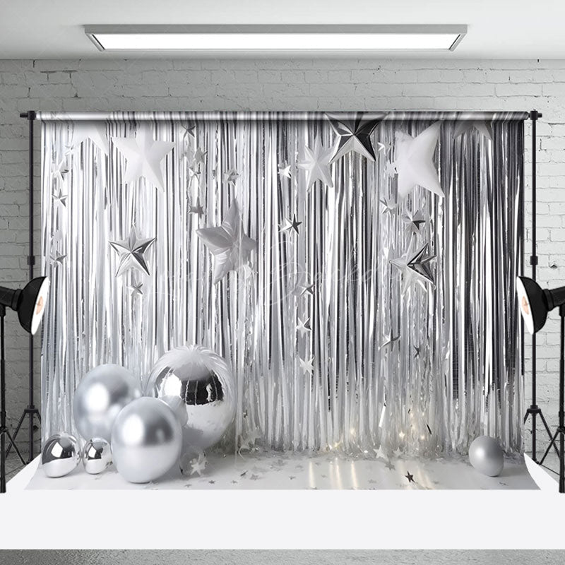 Lofaris Silver Disco Stage Confetti Photography Backdrop