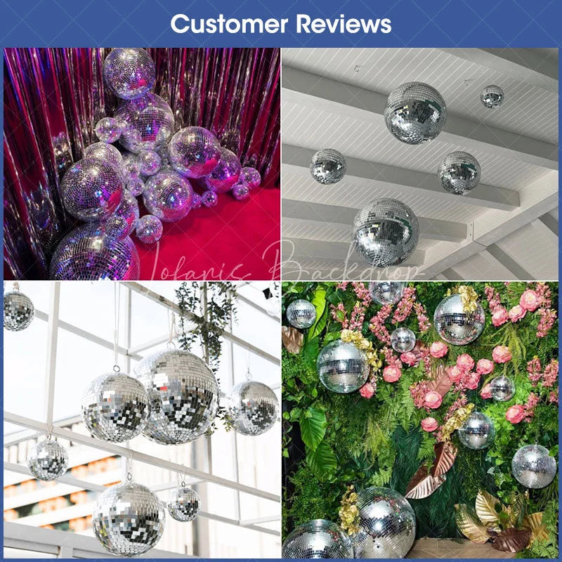 Lofaris Silver Foam Disco Mirror Ball Glass Hanging Party For Events & Wedding Decoration