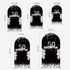 Lofaris Silver Glitter Balloon 50 Birthday Arch Backdrop