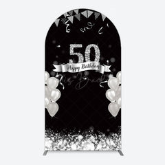 Lofaris Silver Glitter Balloon 50 Birthday Arch Backdrop