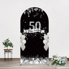 Lofaris Silver Glitter Balloon 50 Birthday Arch Backdrop