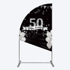 Lofaris Silver Glitter Balloon 50 Birthday Half Moon Arch Backdrop