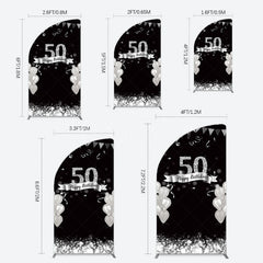 Lofaris Silver Glitter Balloon 50 Birthday Half Moon Arch Backdrop