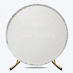 Lofaris Silver Glitter Happy Birthday Round Backdrop Shimmery Celebration Party Decor Photo Booth Wall