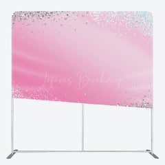 Lofaris Silver Glitter Pink Birthday Square Tension Backdrop