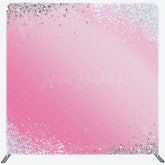 Lofaris Silver Glitter Pink Birthday Square Tension Backdrop