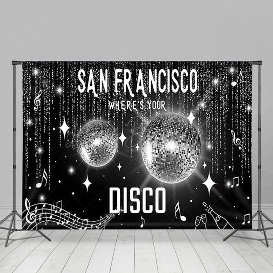 Lofaris Silver Glitter San Francisco Wheres Your Disco Backdrop