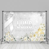 Lofaris Silver Ribbon Floral World Lung Cancer Day Backdrop