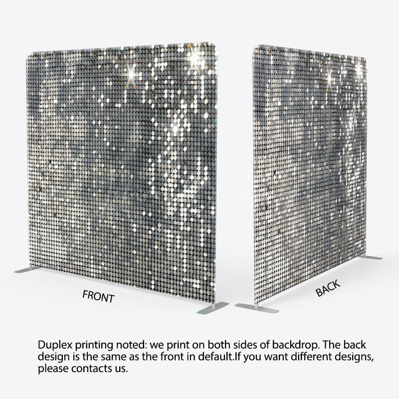 Lofaris Silver Sequin Dance Party Square Arch Fabric Backdrop