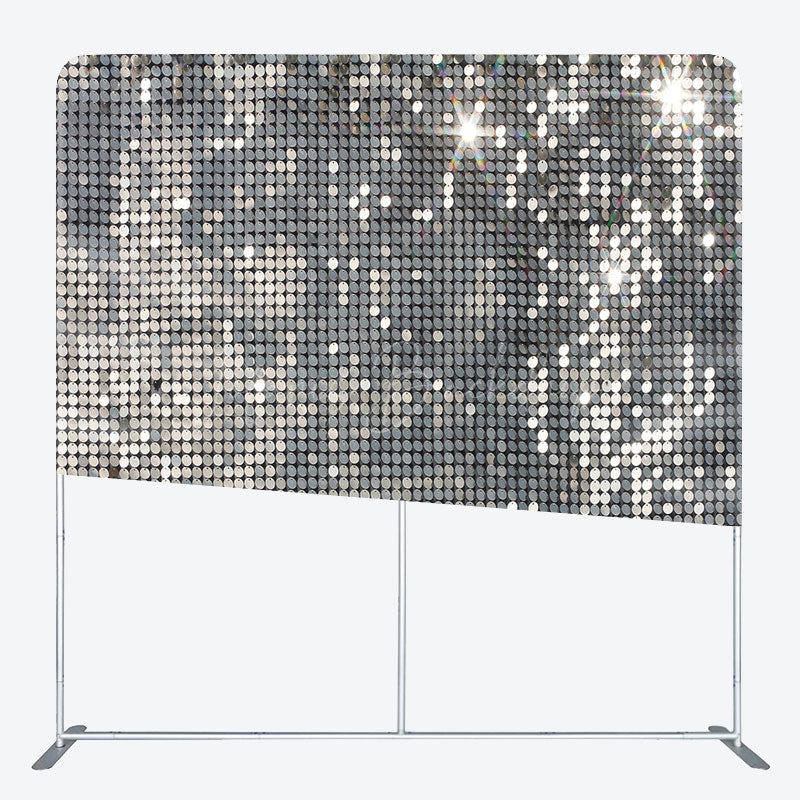 Lofaris Silver Sequin Dance Party Square Arch Fabric Backdrop