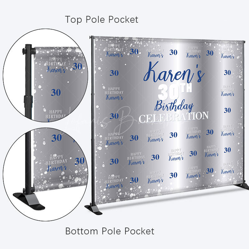 Lofaris Silver Step And Repeat Custom 30th Birthday Backdrop