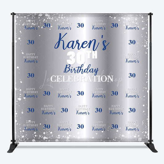 Lofaris Silver Step And Repeat Custom 30th Birthday Backdrop
