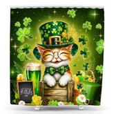Lofaris Simle Cat Green Clover St Patricks Day Shower Curtain