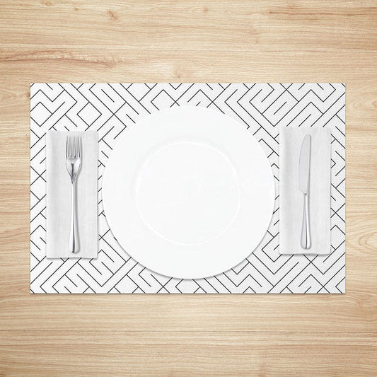 Lofaris Simple Abstract Geometric Lines Set of 4 Placemats for Modern Minimalist and Scandinavian Kitchen Decor