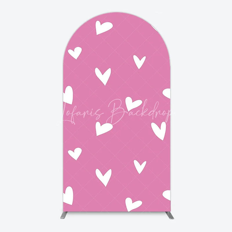 Lofaris Simple Arch Backdrop with White Hearts for Boy Baby Shower Birthday Party or Valentine’s Day Decor