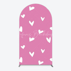 Lofaris Simple Arch Backdrop with White Hearts for Boy Baby Shower Birthday Party or Valentine’s Day Decor