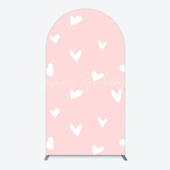 Lofaris Simple Arch Backdrop with White Hearts for Boy Baby Shower Birthday Party or Valentine’s Day Decor