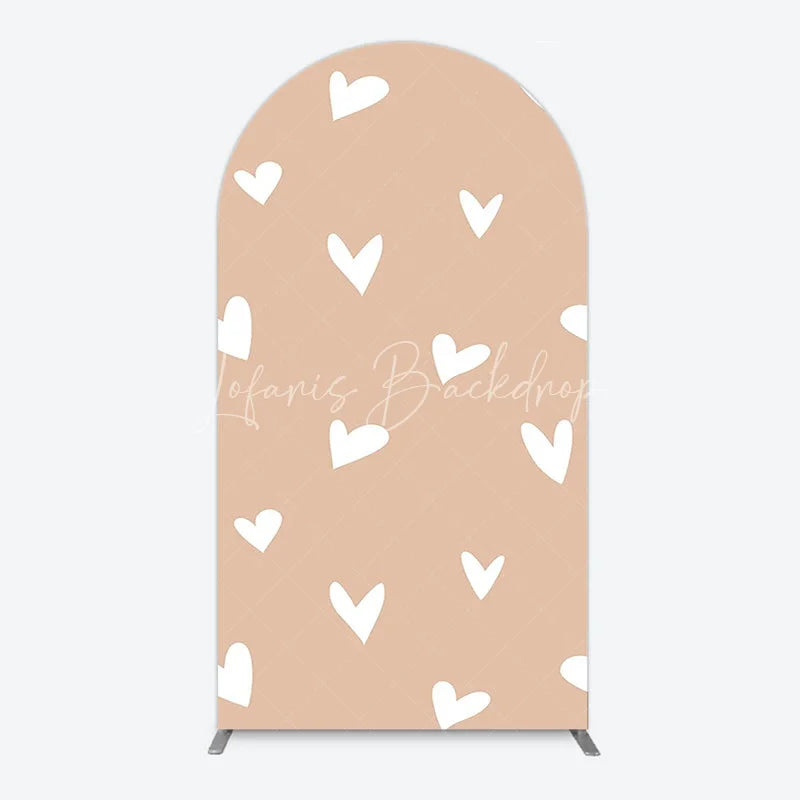 Lofaris Simple Arch Backdrop with White Hearts for Boy Baby Shower Birthday Party or Valentine’s Day Decor