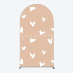 Lofaris Simple Arch Backdrop with White Hearts for Boy Baby Shower Birthday Party or Valentine’s Day Decor