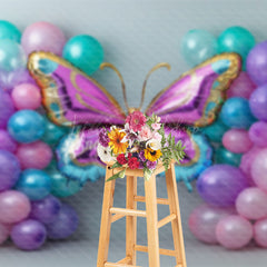 Lofaris Simple Balloon Butterfly Birthday Cake Smash Backdrop