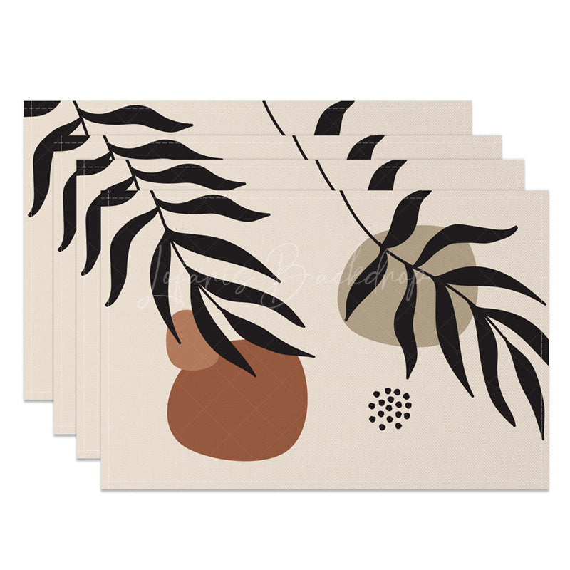 Lofaris Simple Beige Leaves Dots Modern Set Of 4 Placemats