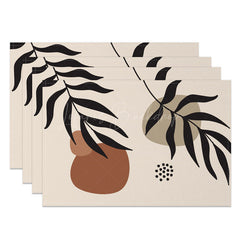 Lofaris Simple Beige Leaves Dots Modern Set Of 4 Placemats
