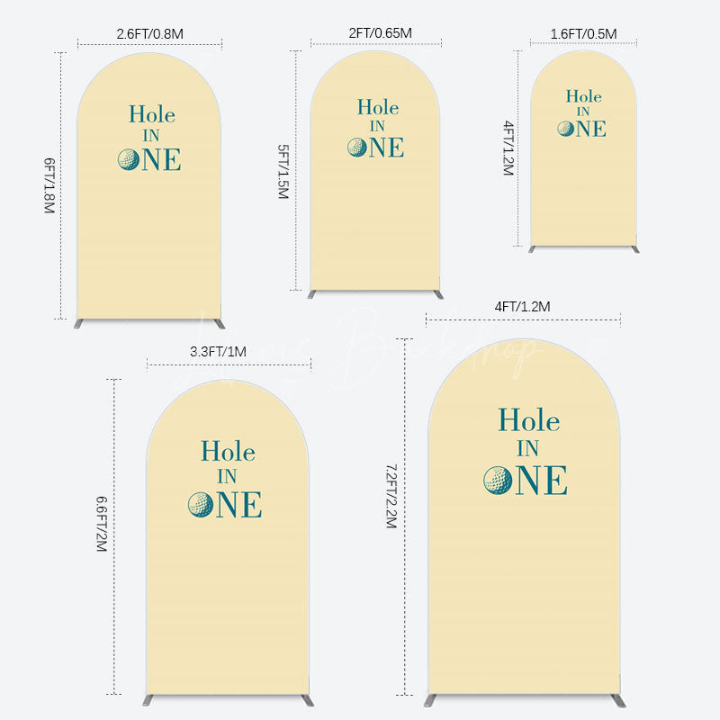 Lofaris Simple Beige Vibe Hole In One Birthday Arch Backdrop
