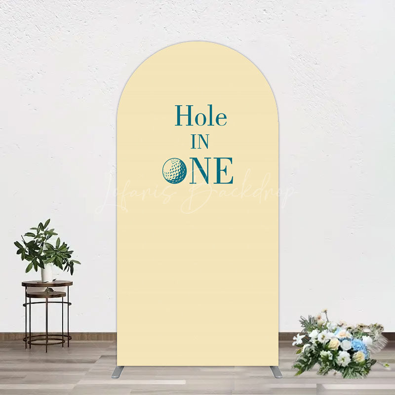 Lofaris Simple Beige Vibe Hole In One Birthday Arch Backdrop