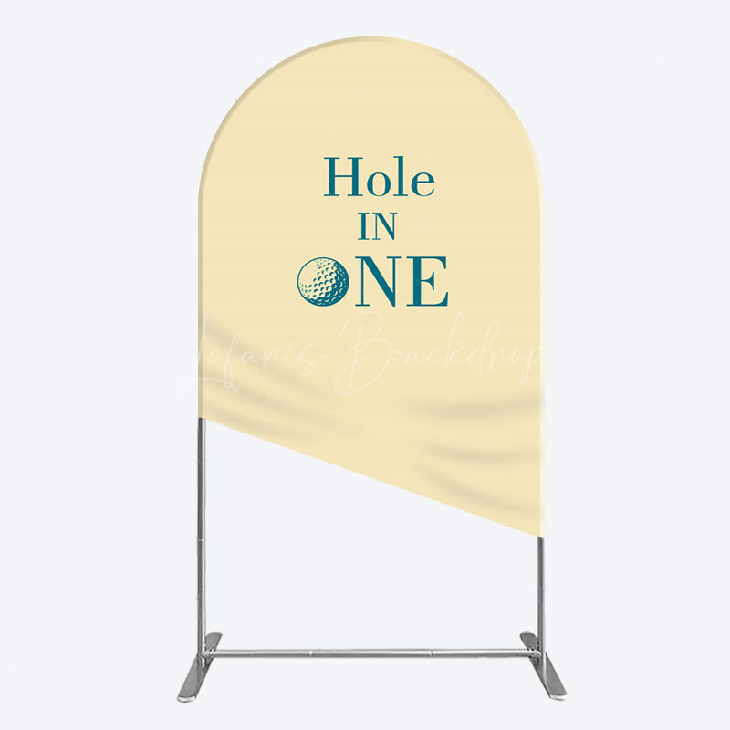 Lofaris Simple Beige Vibe Hole In One Birthday Arch Backdrop