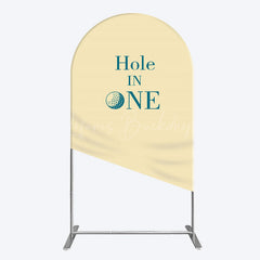 Lofaris Simple Beige Vibe Hole In One Birthday Arch Backdrop