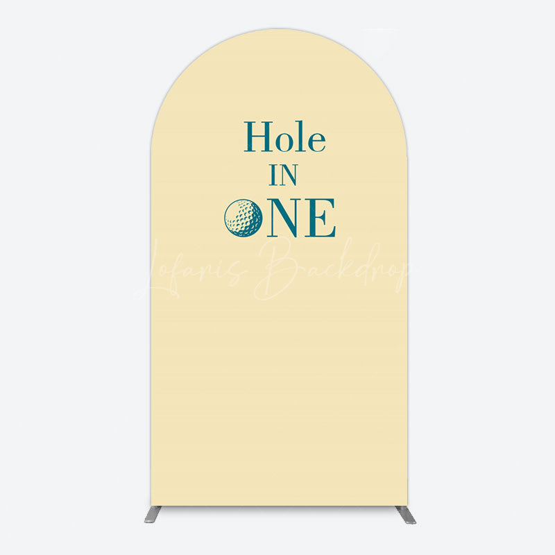 Lofaris Simple Beige Vibe Hole In One Birthday Arch Backdrop
