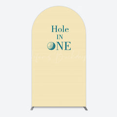 Lofaris Simple Beige Vibe Hole In One Birthday Arch Backdrop