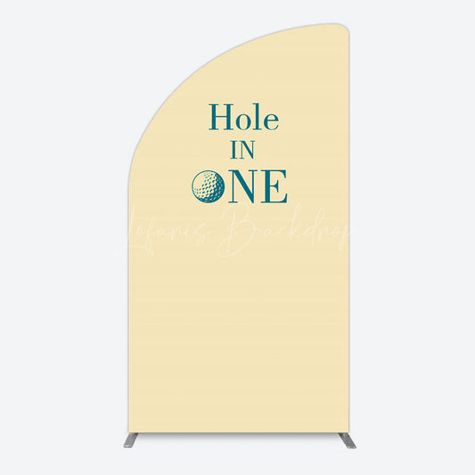 Lofaris Simple Beige Vibe Hole In One Birthday Half Moon Arch Backdrop