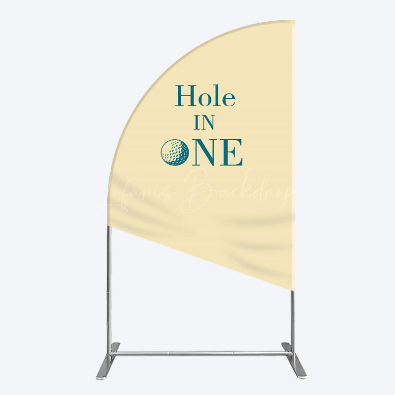Lofaris Simple Beige Vibe Hole In One Birthday Half Moon Arch Backdrop