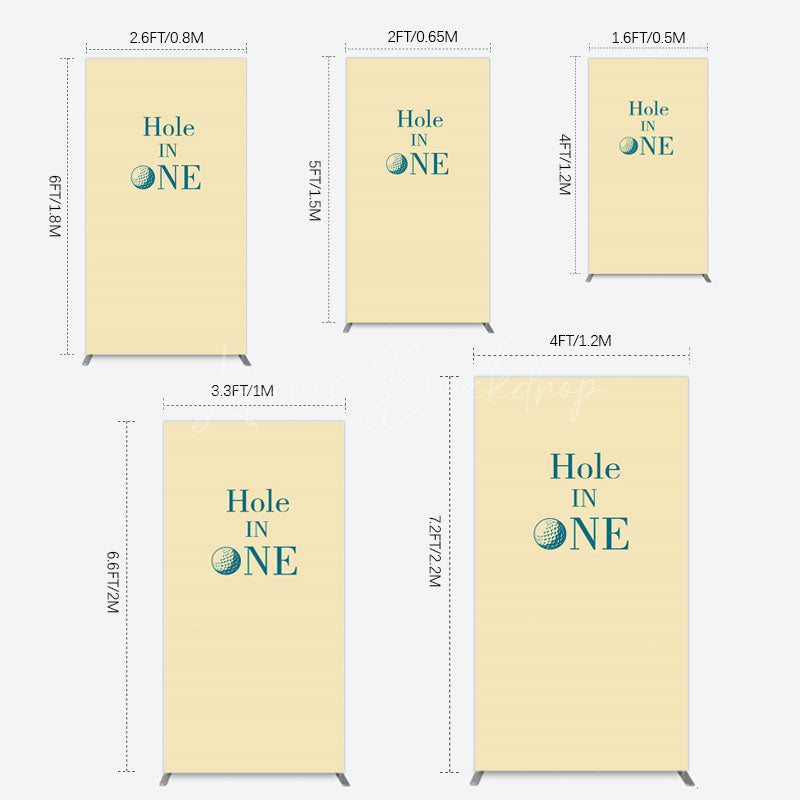 Lofaris Simple Beige Vibe Hole In One Birthday Rectangle Backdrop