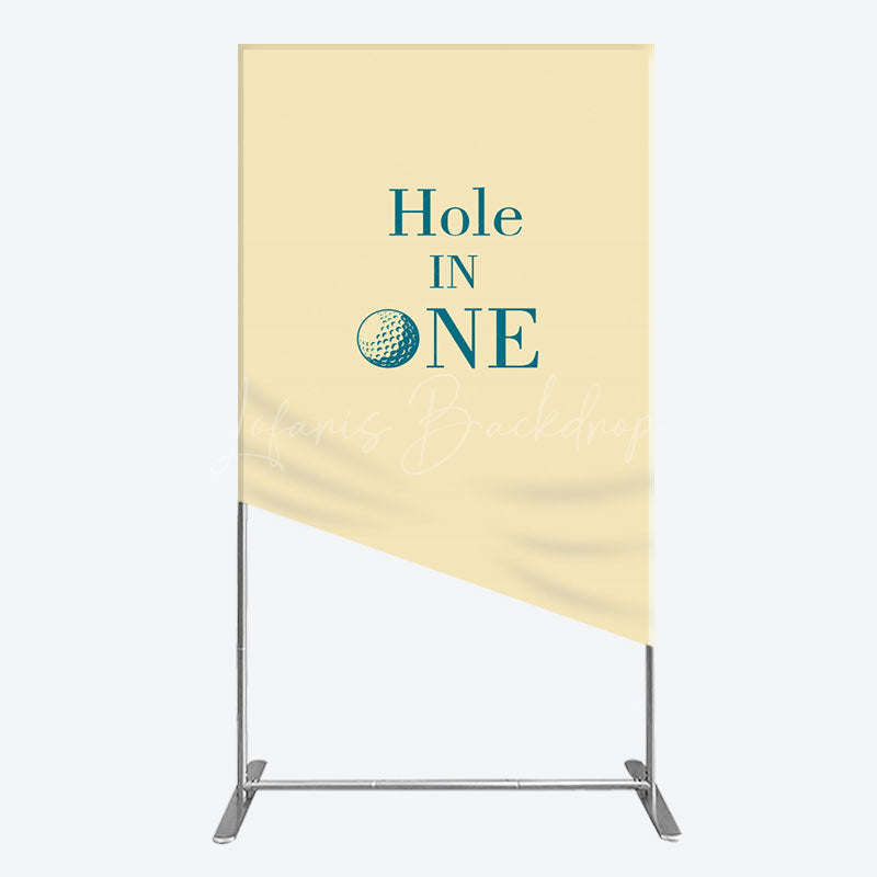 Lofaris Simple Beige Vibe Hole In One Birthday Rectangle Backdrop