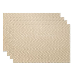 Lofaris Simple Beige Wavy Pattern Dining Set of 4 Placemats Modern Abstract Table Mats for Everyday Kitchen Decor
