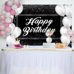Lofaris Simple Black And White Balloon Birthday Backdrop