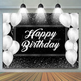 Lofaris Simple Black And White Balloon Birthday Backdrop