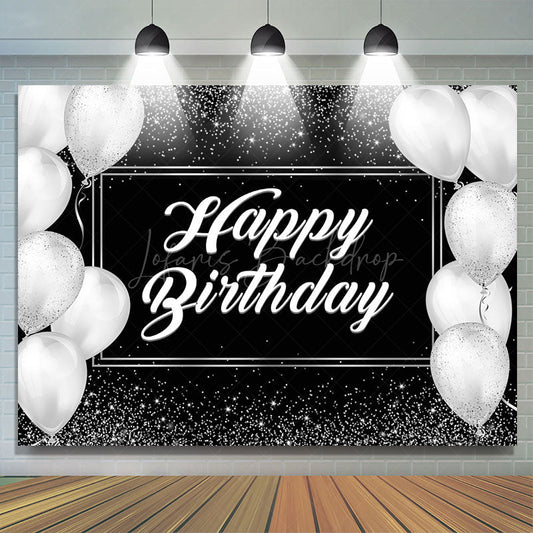 Lofaris Simple Black And White Balloon Birthday Backdrop