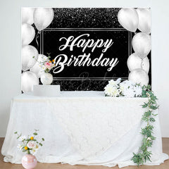 Lofaris Simple Black And White Balloon Birthday Backdrop